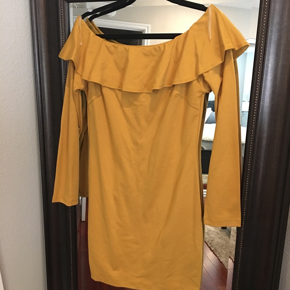 NEW with tags! Mustard, off the shoulder dress!